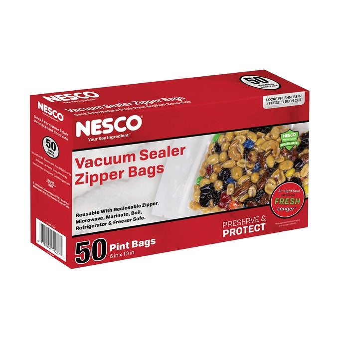 VACUUM SEALER PINT ZIPPER BAGS 50 COUNT