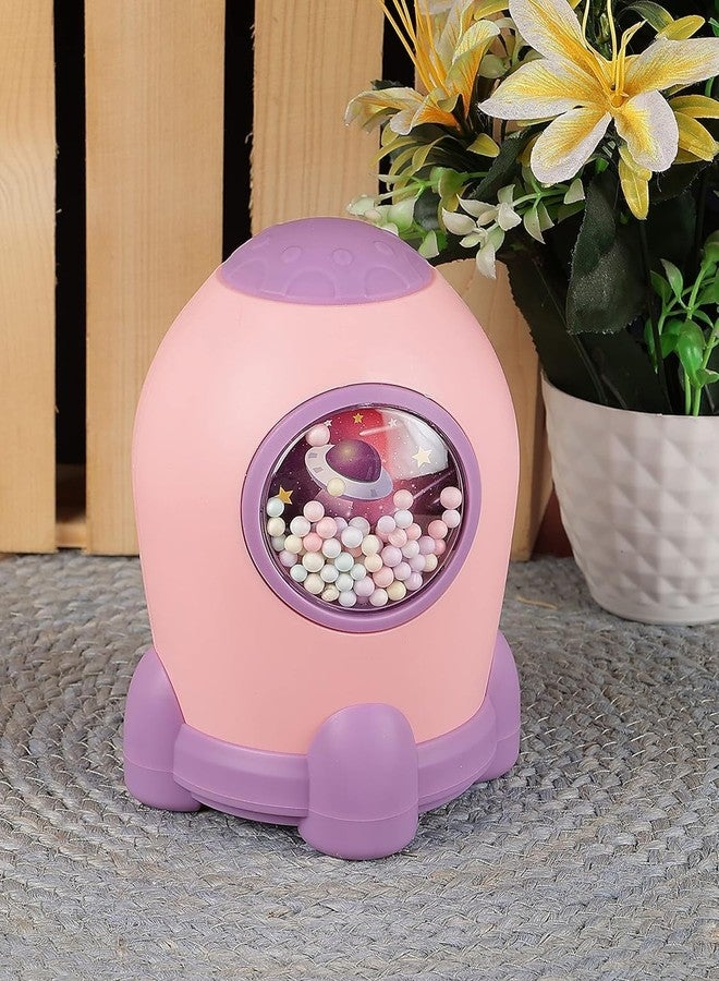 MB STAR Rocket Shaped Cute Unbreakable Resin Piggy Bank Coin Box for Kids, Money Bank for Kids, Piggy Bank for Kids, Money Box for Kids, Birthday Return Gift - Pink, Pack of 1 - Image 4