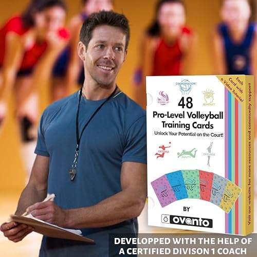 OVANTO Volleyball Training Equipment Aid Cards, Solo Volleyball Rebounder Drills for Kids & Adults to Practice Anywhere.Volleyball Stuff Cards to Masterfully Set, Pass, Serve, Spike & Block - Image 4