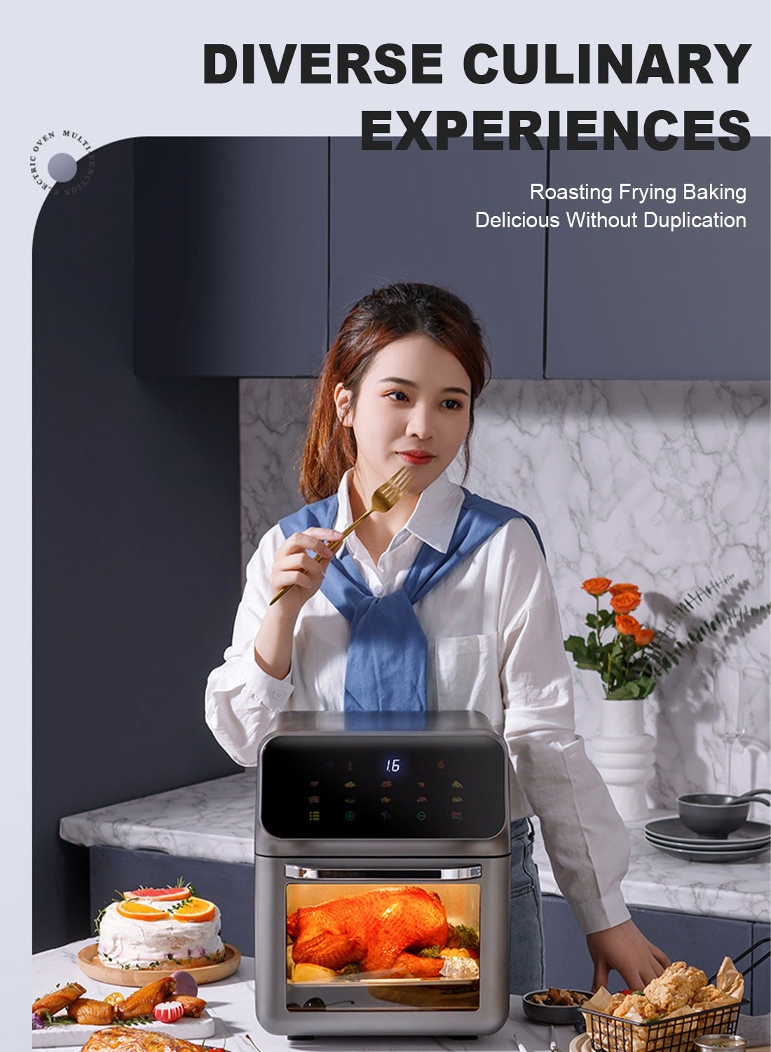 ET-LIFE Air Fryer 10L for Grilling, Broiling, Roasting, Baking and