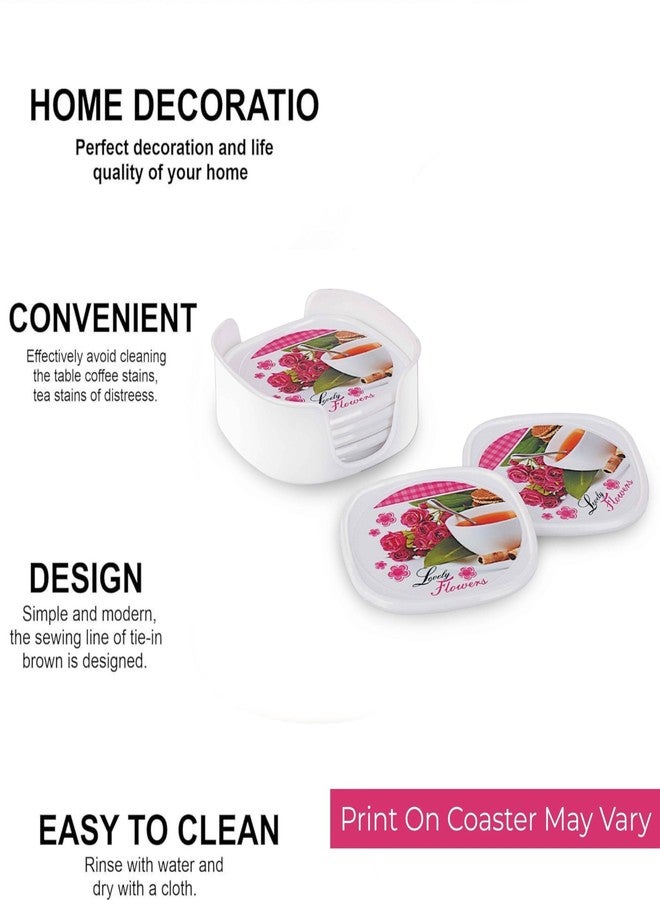 aaKaR - Printed Coffee Break Coaster - Squared Shape Coaster with Stand - Set of 6 - Image 5