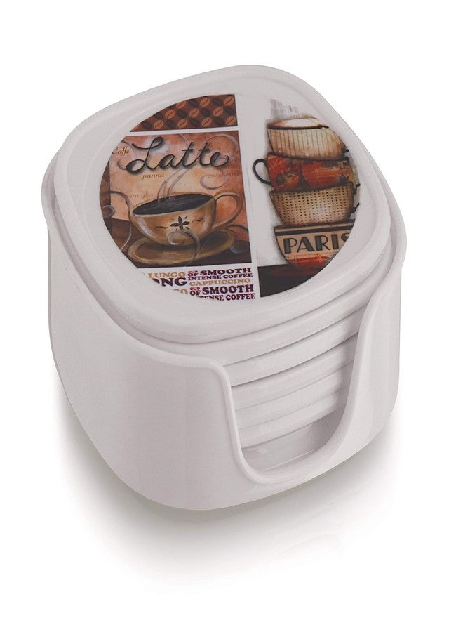 aaKaR - Printed Coffee Break Coaster - Squared Shape Coaster with Stand - Set of 6 - Image 1