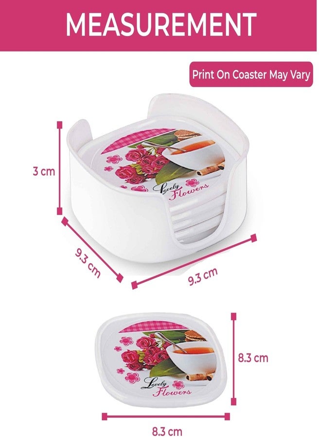 aaKaR - Printed Coffee Break Coaster - Squared Shape Coaster with Stand - Set of 6 - Image 3