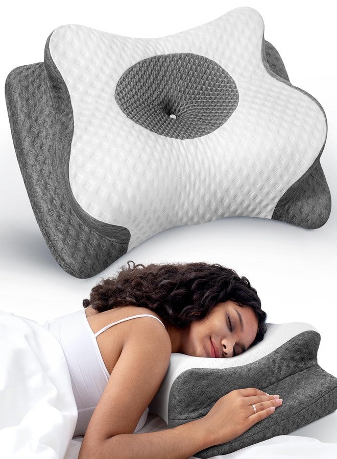 Cozyplayer No More Aches Neck Pillow for Pain Relief, Adjustable Cervical Pillow for Neck Support with Armrest,Odorless Ergonomic Contour Memory Foam Pillows,Orthopedic Bed Pillow for Side Back Stomach LightGrey - Image 1