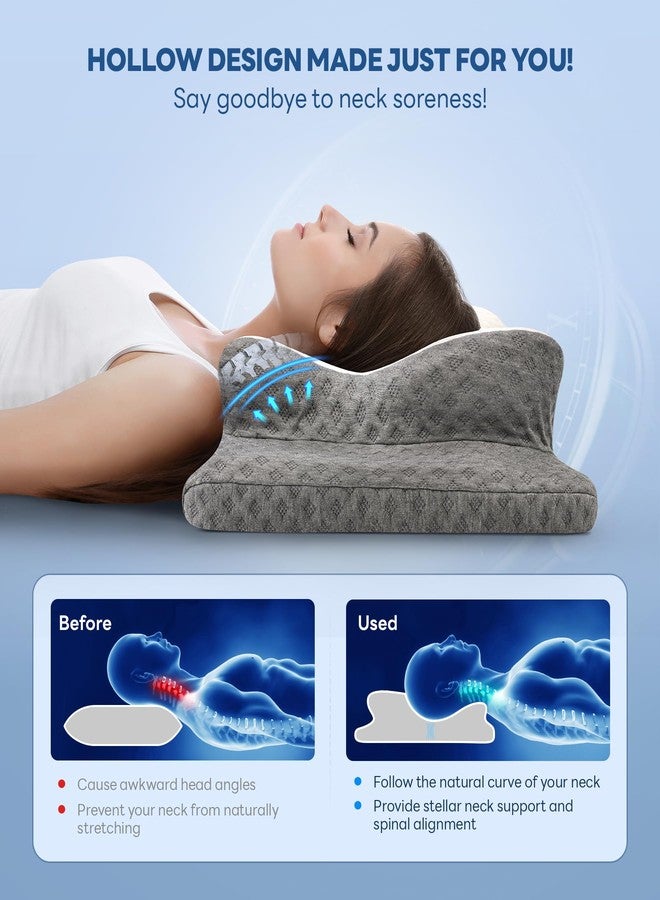 Cozyplayer No More Aches Neck Pillow for Pain Relief, Adjustable Cervical Pillow for Neck Support with Armrest,Odorless Ergonomic Contour Memory Foam Pillows,Orthopedic Bed Pillow for Side Back Stomach LightGrey - Image 2