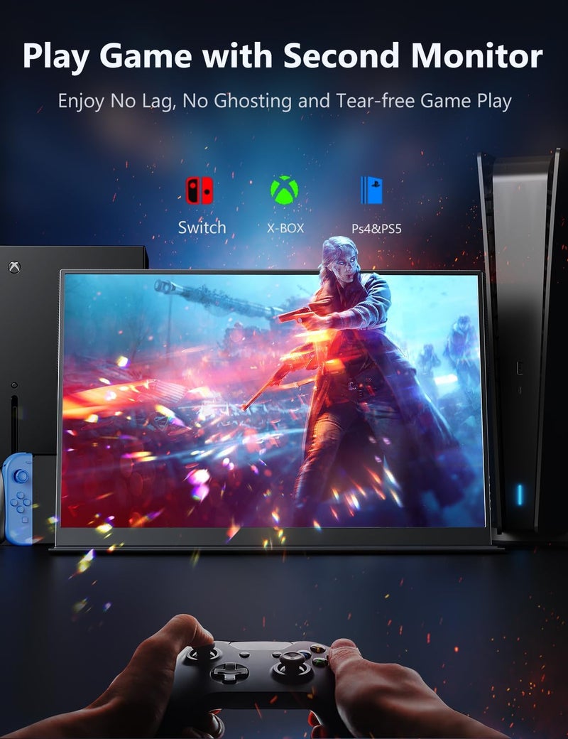 MAGICRAVEN 2K Portable Monitor, 14" 3:2 1440P IPS Laptop Screen, Dual USB C HDMI Second Computer Screen, Gaming Display with 2 Speakers, Travel Monitor for Laptop PS4/5 PC Phone Xbox Switch - Image 4