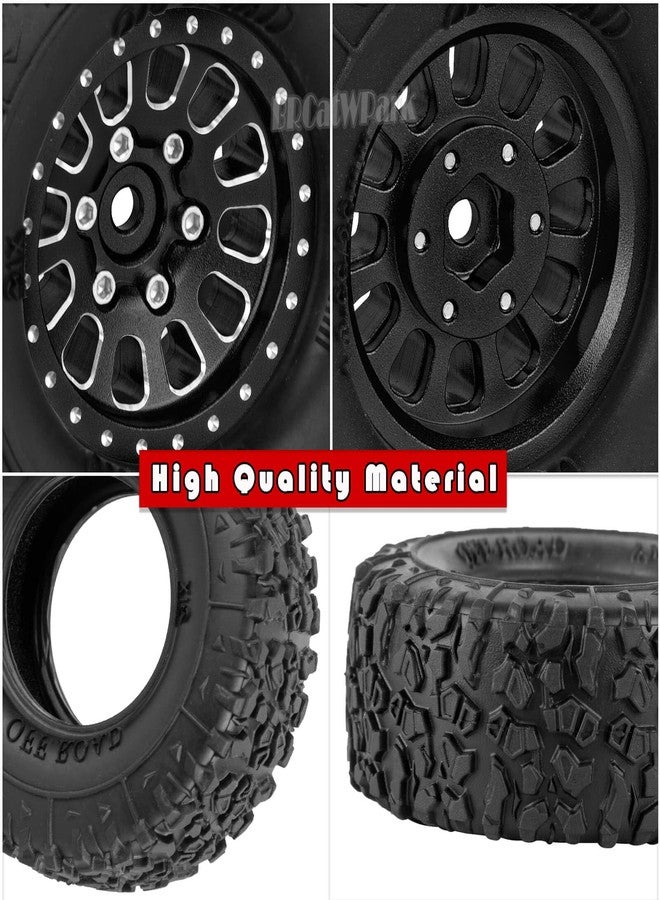 إطارات عجلات BRCatWPark RC مقاس 1.3 بوصة لسيارات الزحف RC بمقياس 1/18 TRX4M و1/24 SCX24، جنوط عجلات من الألومنيوم مقاس 1.3 بوصة مع نظام تثبيت الإطار وإطارات مطاطية مزودة بإسفنج، إطارات شاحنات RC، أسود - Image 5