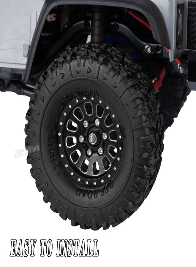 إطارات عجلات BRCatWPark RC مقاس 1.3 بوصة لسيارات الزحف RC بمقياس 1/18 TRX4M و1/24 SCX24، جنوط عجلات من الألومنيوم مقاس 1.3 بوصة مع نظام تثبيت الإطار وإطارات مطاطية مزودة بإسفنج، إطارات شاحنات RC، أسود - Image 3