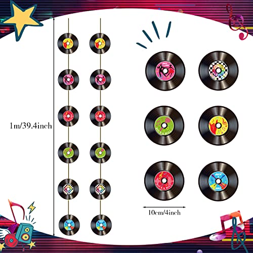 Cindeer 8 Pieces Rock and Roll Party Decorations Retro Record Paper Garlands Vintage Themed Streamer Banners Hanging Decorations for 50s 60s 70s Music Birthday Party Supplies(Rock and Roll) - Image 2