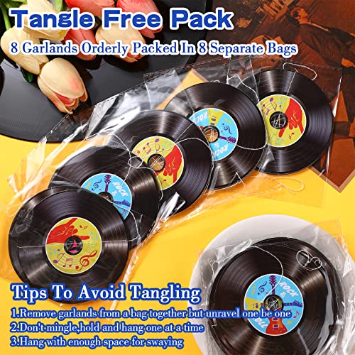 Cindeer 8 Pieces Rock and Roll Party Decorations Retro Record Paper Garlands Vintage Themed Streamer Banners Hanging Decorations for 50s 60s 70s Music Birthday Party Supplies(Rock and Roll) - Image 3