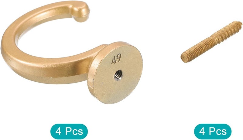 uxcell 4Pcs Curtain Holdback, Aluminum Alloy Wall Mounted Curtain Holders Drapery Tieback Hooks for Living Room Bedroom Office (Gold) - Image 3
