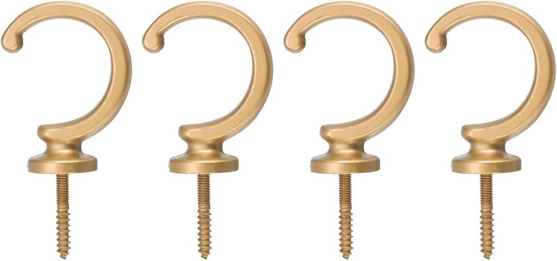 uxcell 4Pcs Curtain Holdback, Aluminum Alloy Wall Mounted Curtain Holders Drapery Tieback Hooks for Living Room Bedroom Office (Gold) - Image 1