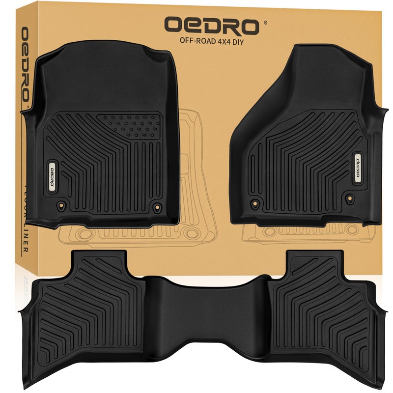 حصائر أرضية مخصصة OEDRO تناسب 20132018 دودج رام 1500 كواد كاب 20192024 دودج رام 1500 كلاسيك كواد كاب غير مناسبة للجسم الجديد حصائر أرضية أمامية للمقاعد الثانية لجميع الأحوال الجوية
