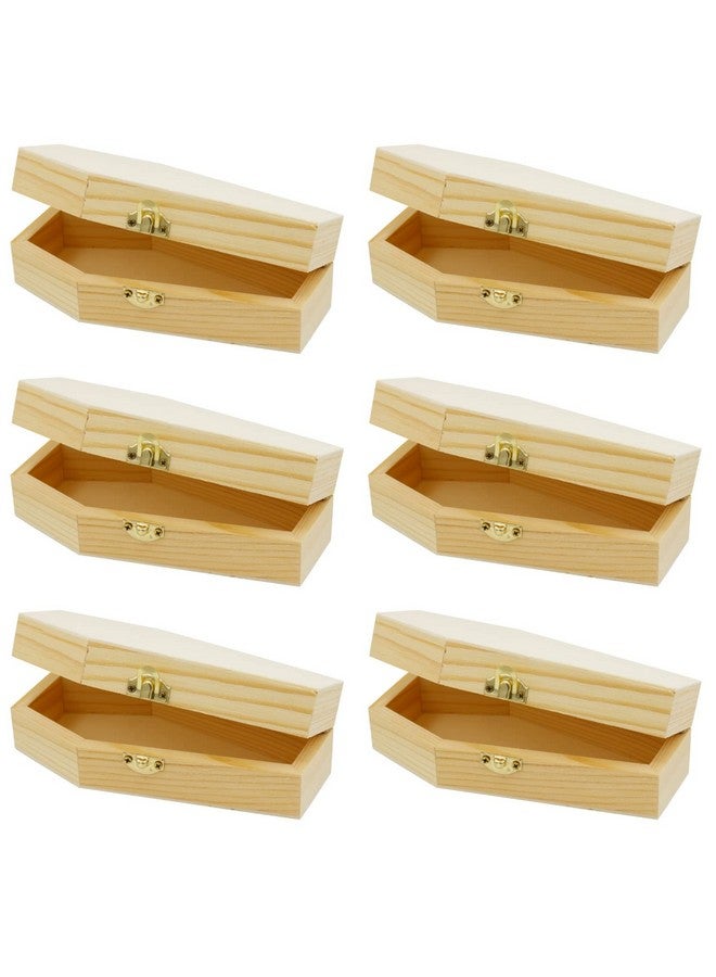 Creative Hobbies Pack Of 6 Small Unfinished Wood Funeral Coffins 6Inch Perfect For Halloween Goth Decor And Pet Memorials - Image 1