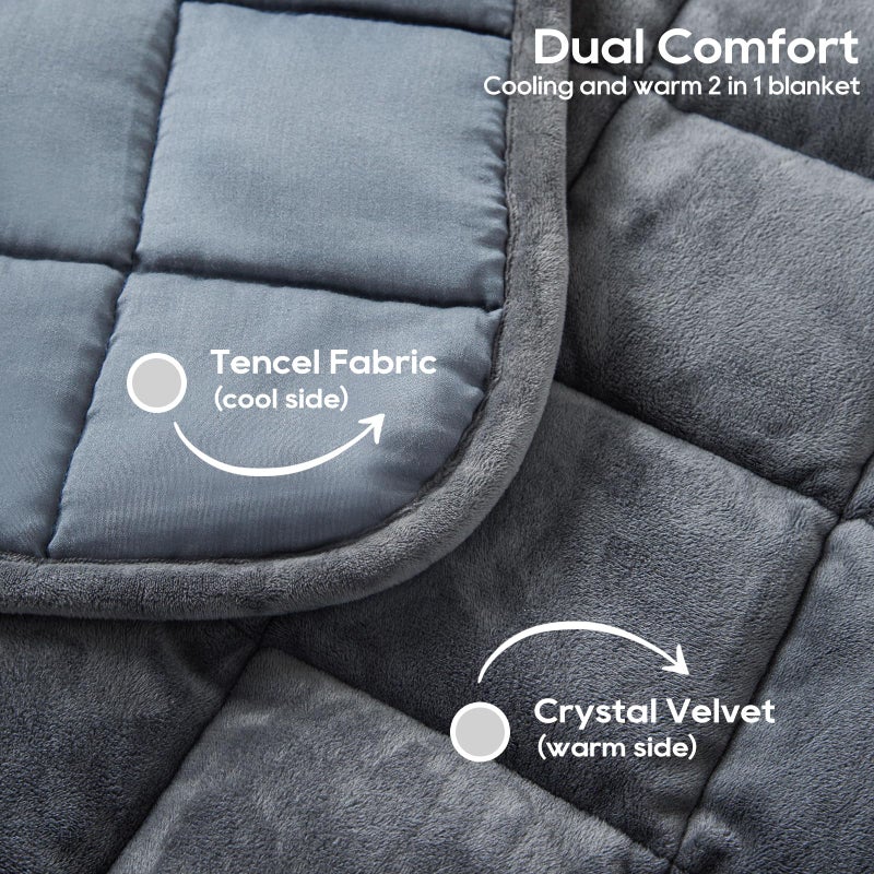 OMYSTYLE Weighted Blanket 7lbs for Adults (Double-Sided)  Small Weighted Lap Pad with Reversible Warm Crystal Velvet and Cooling Tencel  Weighted Throw for Travel  Relaxationf|Machine Washable  Grey  29"" x 24"" - Image 2