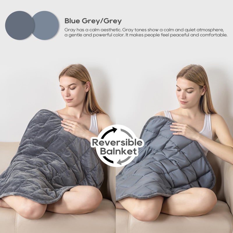 OMYSTYLE Weighted Blanket 7lbs for Adults (Double-Sided)  Small Weighted Lap Pad with Reversible Warm Crystal Velvet and Cooling Tencel  Weighted Throw for Travel  Relaxationf|Machine Washable  Grey  29"" x 24"" - Image 3