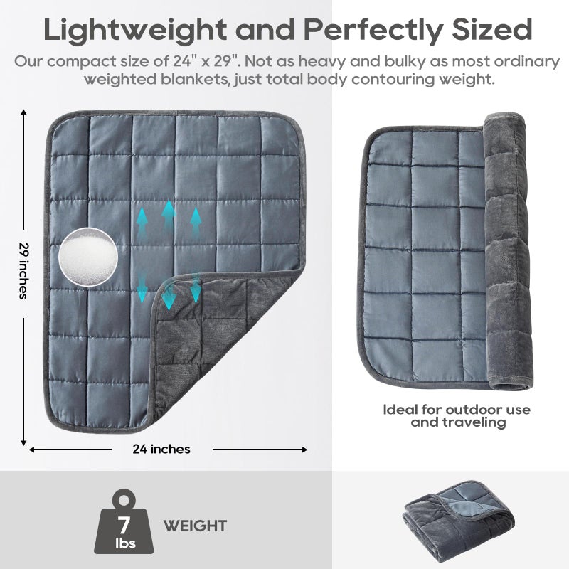 OMYSTYLE Weighted Blanket 7lbs for Adults (Double-Sided)  Small Weighted Lap Pad with Reversible Warm Crystal Velvet and Cooling Tencel  Weighted Throw for Travel  Relaxationf|Machine Washable  Grey  29"" x 24"" - Image 5