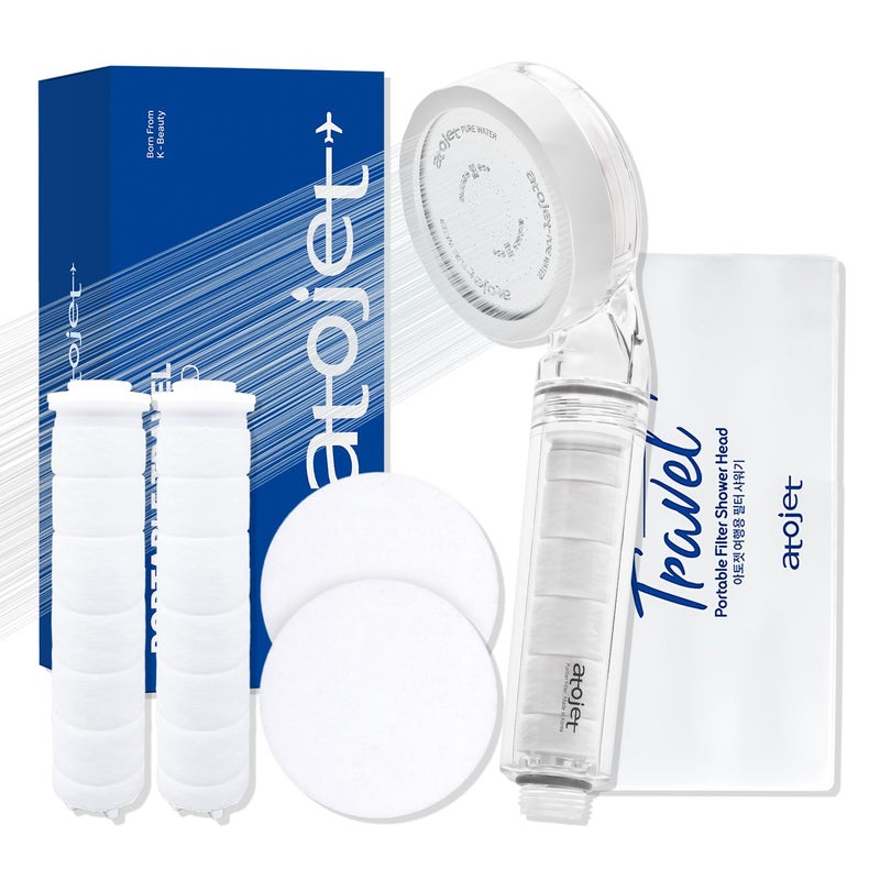 ATOJET Travel Mini Filtered Shower Set Elevating Koreas Beauty Legacy Compact Portable Filters Included for Softer Skin Smoother Hair Includes 2 Filters Travel Pouch JNE150SETTRVL - Image 2