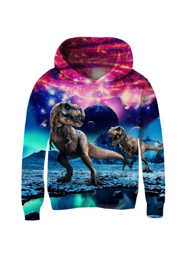 uideazone Hoodies for Boys Girls 3D Printed Hooded Sweatshirts Long Sleeve Pullover Hoody with Pocket 3-16Y, Multicolored Dinosaur, 5-6 Years - Image 1
