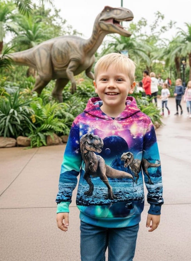 uideazone Hoodies for Boys Girls 3D Printed Hooded Sweatshirts Long Sleeve Pullover Hoody with Pocket 3-16Y, Multicolored Dinosaur, 5-6 Years - Image 4