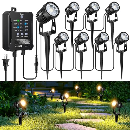 YASIZESOU All-in-One Low Voltage Landscape Lighting Kit, 8-Pack Landscape Lights with Transformer, 3000K Waterproof Outdoor Lights with 75FT Wire for Yard, Garden - Image 1