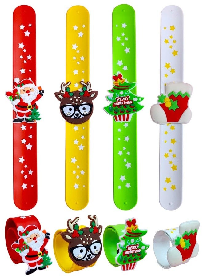 AMYCAUR Merry Christmas Silicone Hand Slap Wristbands for Kids, Girl & Boy, Adults Slap Bands are Perfect for Christmas Parties, Birthdays, and New Year Celebrations Return Gifts for Kids (8 PCS) - Image 1