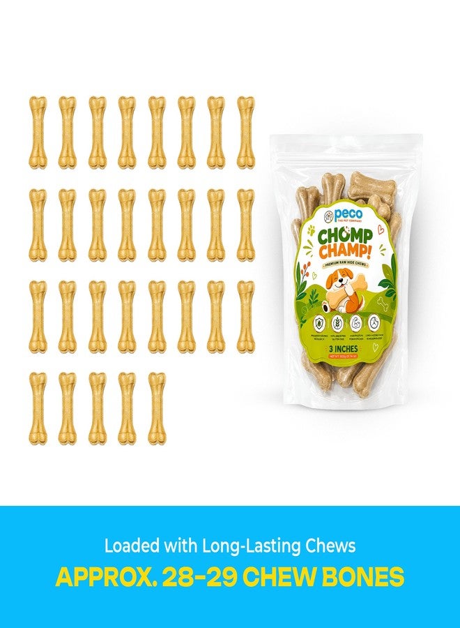 PECO Chomp Champ Premium Rawhide Dog Treats & Chew Bones for Dogs, 3 Inch, 900g Haddi Treat | Non-Bleached, Long-Lasting Dog Chew, High Protein & Low Fat, Natural Dental Chew for Small & Medium Breeds - Image 5