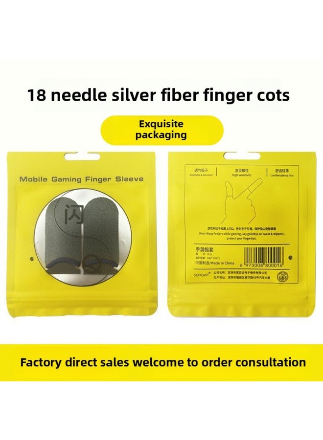 Popular Chicken-eating Artifact Game Finger Set Sweat-proof Touch Screen E-sports Walking Artifact Finger Set Mobile Game 24-pin Silver Fiber-Product Color:24-pin Silver Fiber ~ Black Edge ~ 1 Pair  - Image 1