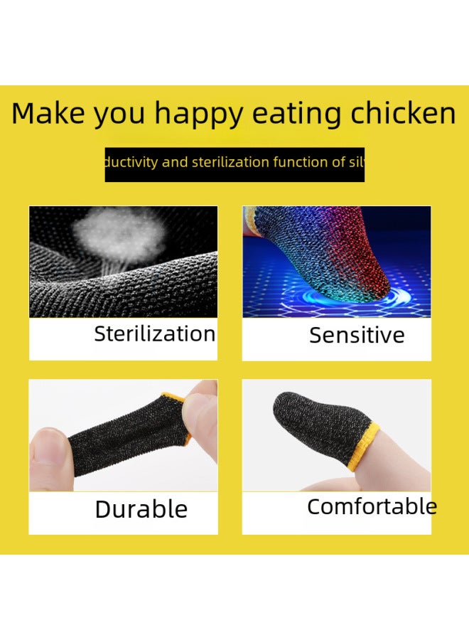 Popular Chicken-eating Artifact Game Finger Set Sweat-proof Touch Screen E-sports Walking Artifact Finger Set Mobile Game 24-pin Silver Fiber-Product Color:24-pin Silver Fiber ~ Black Edge ~ 1 Pair  - Image 4