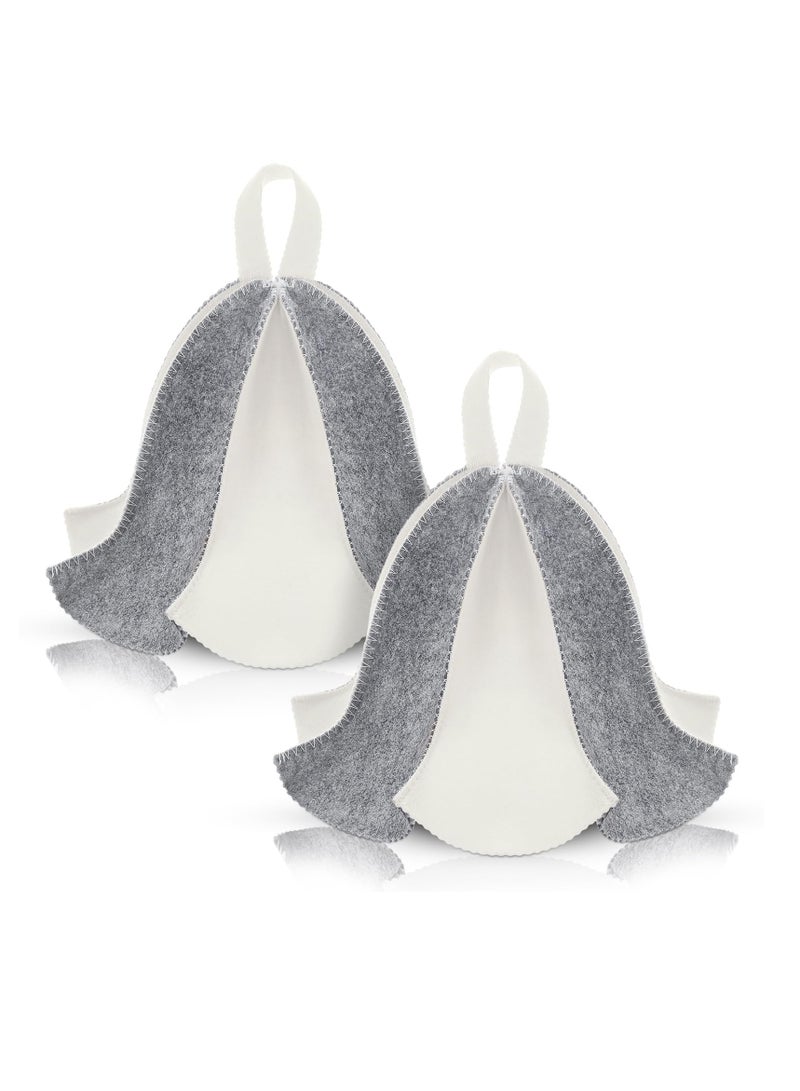Zikra Sauna Hat 2Pcs Russian Cap for Sauna Use Regulates Temperature Enhances Sauna Benefits Ideal for Men and Women Gray and White - Image 1