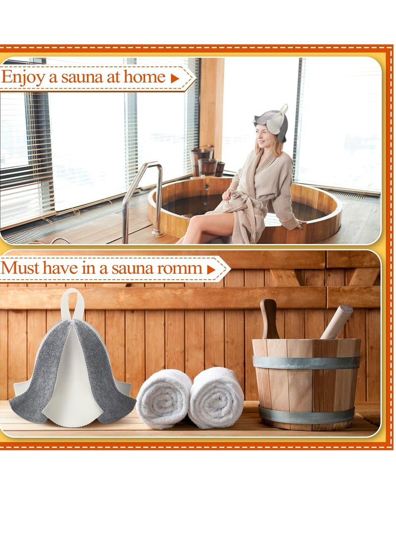 Zikra Sauna Hat 2Pcs Russian Cap for Sauna Use Regulates Temperature Enhances Sauna Benefits Ideal for Men and Women Gray and White - Image 4
