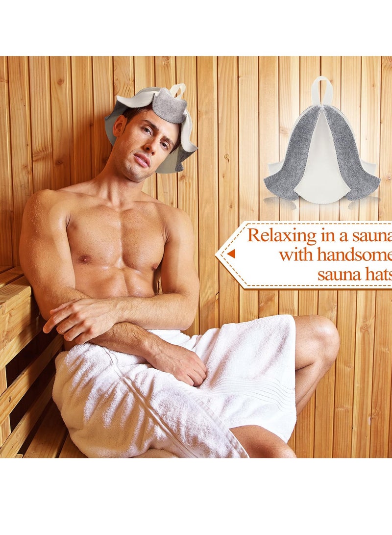 Zikra Sauna Hat 2Pcs Russian Cap for Sauna Use Regulates Temperature Enhances Sauna Benefits Ideal for Men and Women Gray and White - Image 5