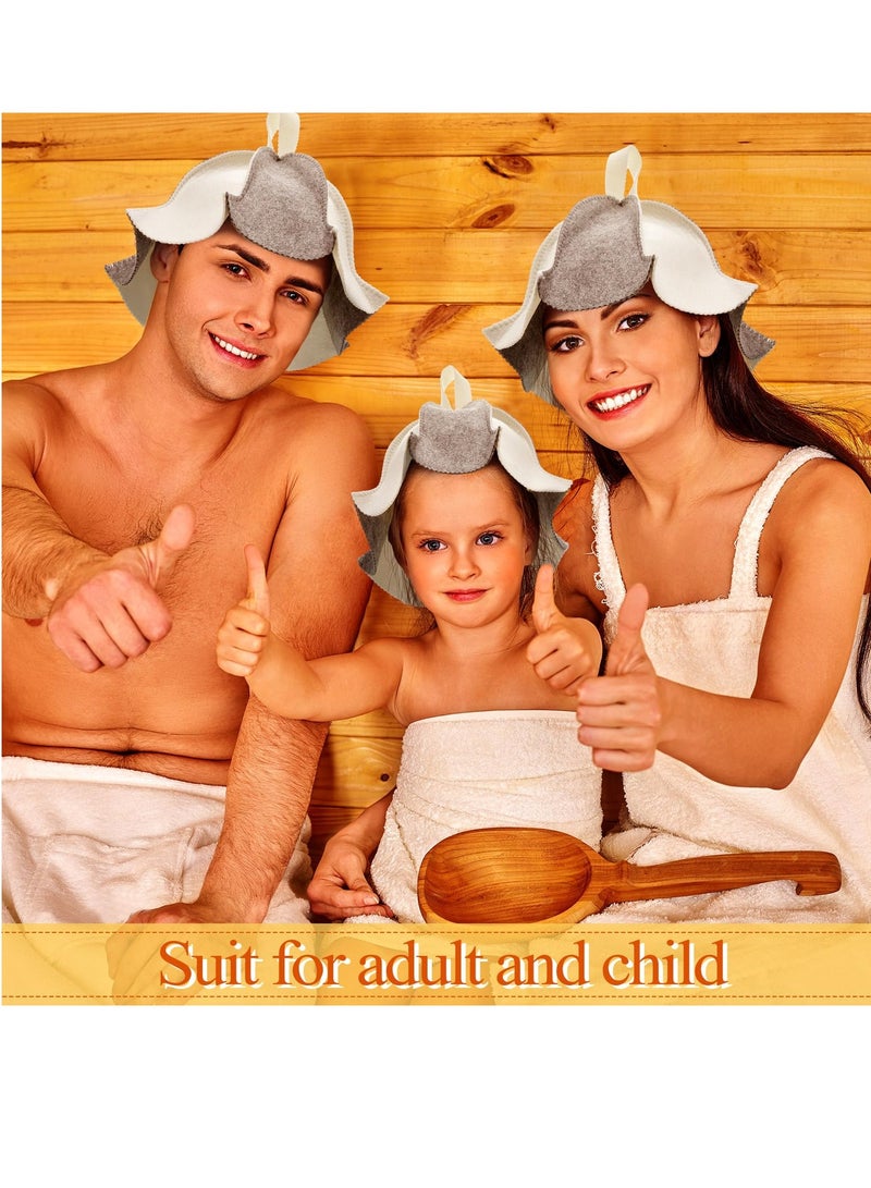 Zikra Sauna Hat 2Pcs Russian Cap for Sauna Use Regulates Temperature Enhances Sauna Benefits Ideal for Men and Women Gray and White - Image 3
