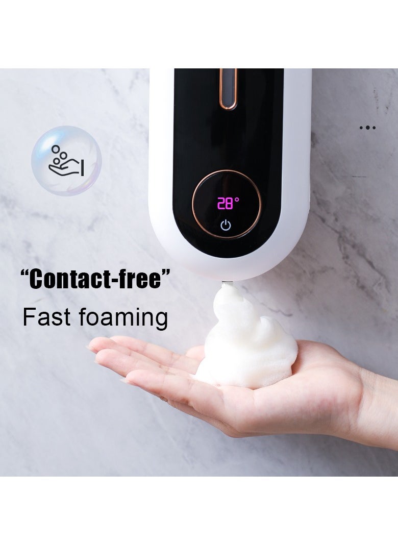 AirYoung - Automatic Soap Dispenser Wall Mounted Foam Soap Dispenser Touchless Hand Sanitizer Dispenser Waterproof Smart Foaming Gel Liquid Soap Container with Infrared Sensing & 3 Adjustable Levels for Bathroom - Image 1