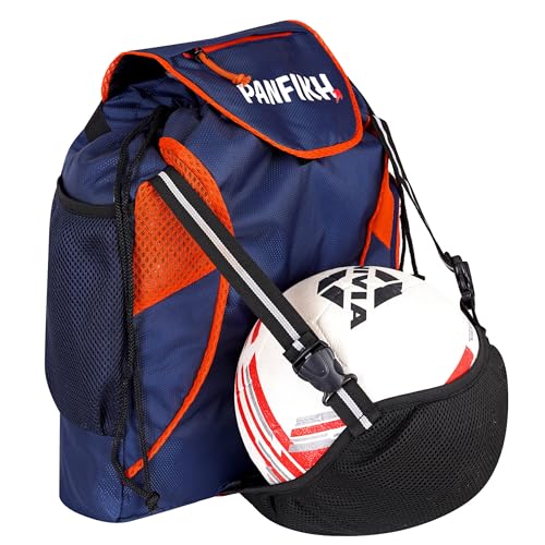 PANFIKH Thunder Drawstring Football Bag Kit Bags for Boys Basketball Bag's/Volleyball Bag/Skating with Adjustable Strap and Bottle Holder- Navy Blue - Image 1