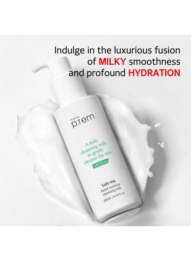 MAKEP:REM MAKEPREM Safe Me Relief Moisture Cleansing Milk 6.76 Fl Oz Sub-Acid pH 5.5 Mild Makeup Remover Gentle Milk Cleanser Dry Sensitive Acne-Prone Skin Moisturizing Age Defying No Chemicals Non-Irritating - Image 5