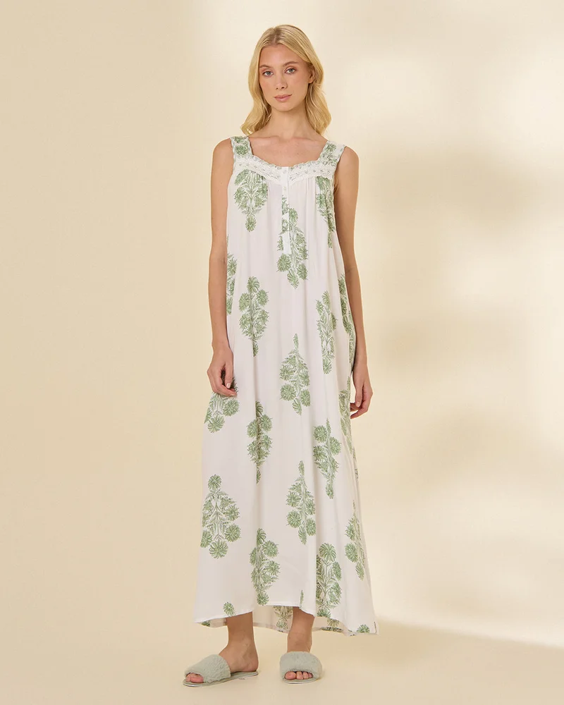 REDTAG Women's Sleeveless Printed Nightgown