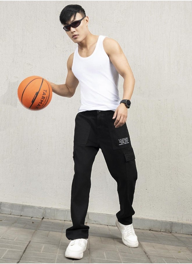 Hubberholme Men Black Jeans - Relaxed Tapered Fit for Everyday Use  - Image 1