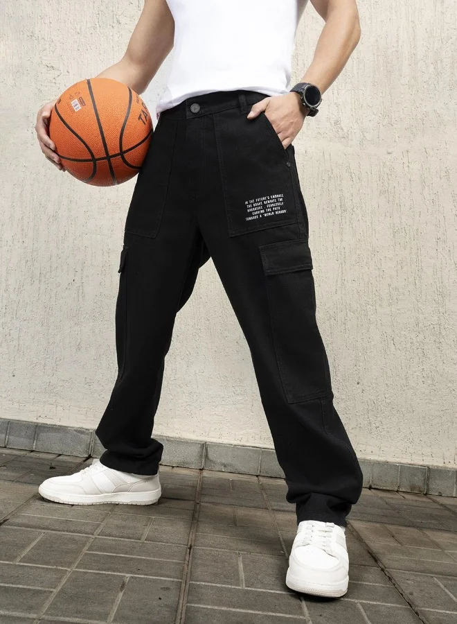 Hubberholme Men Black Jeans - Relaxed Tapered Fit for Everyday Use