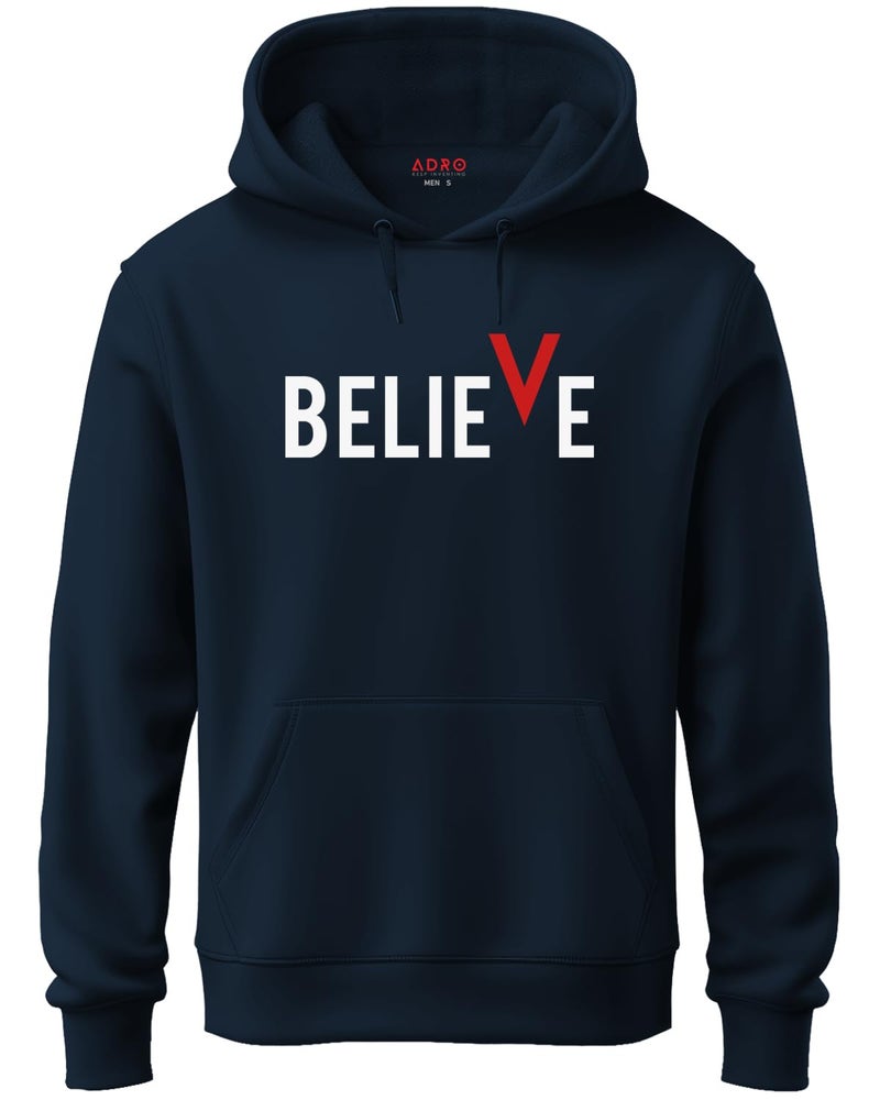 ADRO Men's Cotton Neck Hooded Sweatshirt (H21-M-BVV-NB_Navy_L) - Image 1