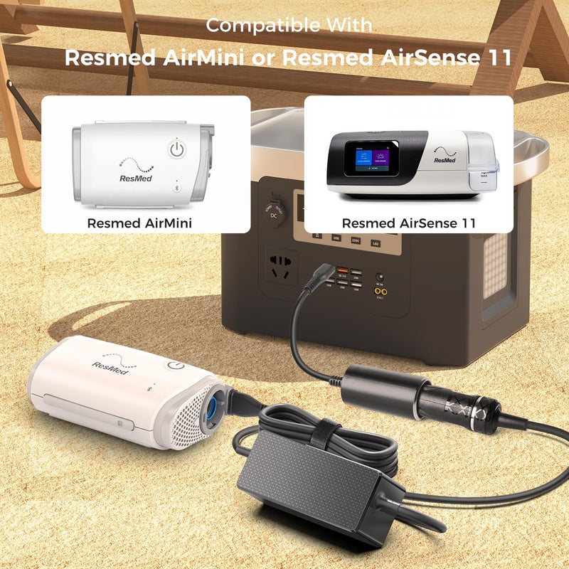KFD 12V-24V Car Charger DC Adapter for Resmed AirSense 11 & ResMed AirMini DC Converter CPAP Machine Power Cord 20V PD USB C to Cigarette Lgihter Convert Cable for Power Station/Bank/Battery Backup - Image 3