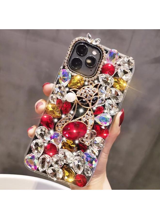 اس-توب جراب لهاتف iPhone 15 Pro Max مصنوع يدويًا من حجر الراين اللامع وحجر الثعبان الكريم - Image 1