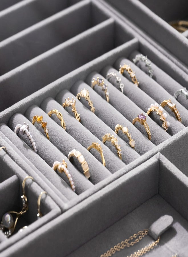pickpiff Velvet Jewelry Drawer Organizer Trays - Stackable Jewelry Organizer Storage Inserts Set, 4-Layer Jewelry Tray Set for Earrings, Rings, Necklaces, Bracelets with Removable Dividers for Dresser & Vanity - Image 5