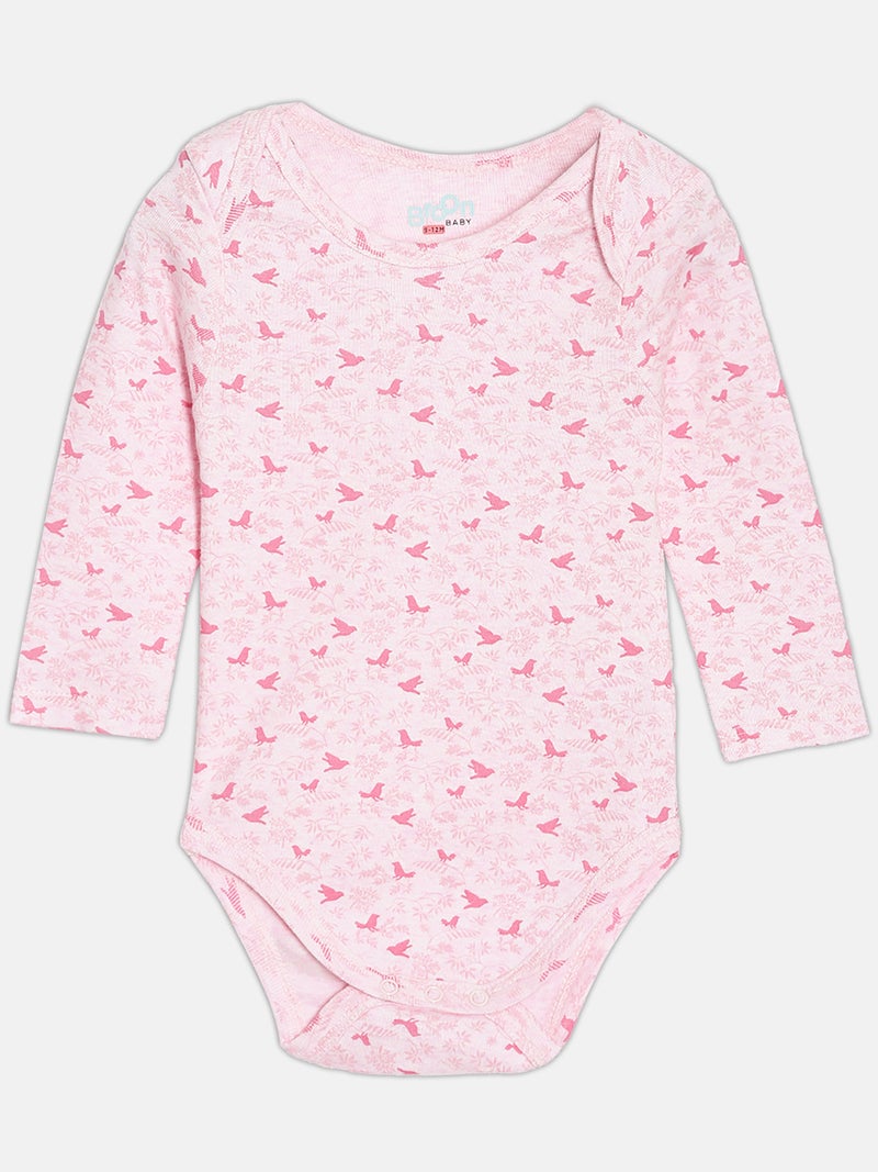 Broon Infant Girls Pink and White Printed Pure Organic Cotton Bodysuit Pack of 2 - Image 3