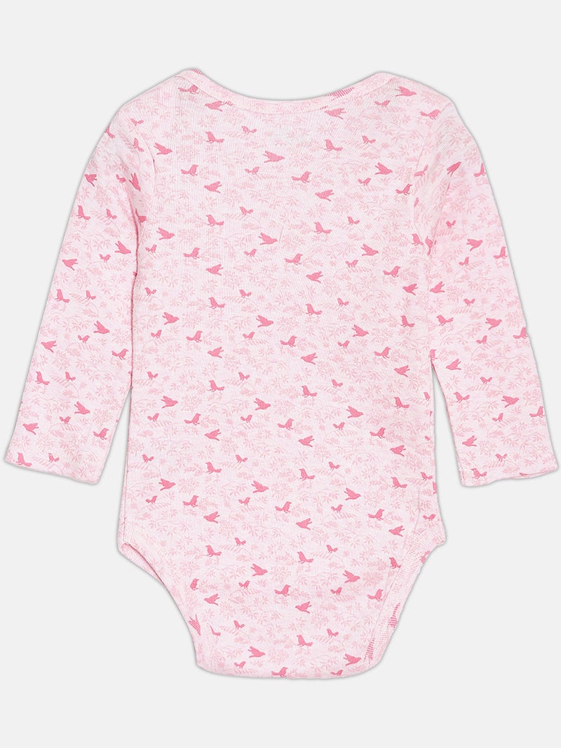 Broon Infant Girls Pink and White Printed Pure Organic Cotton Bodysuit Pack of 2 - Image 5