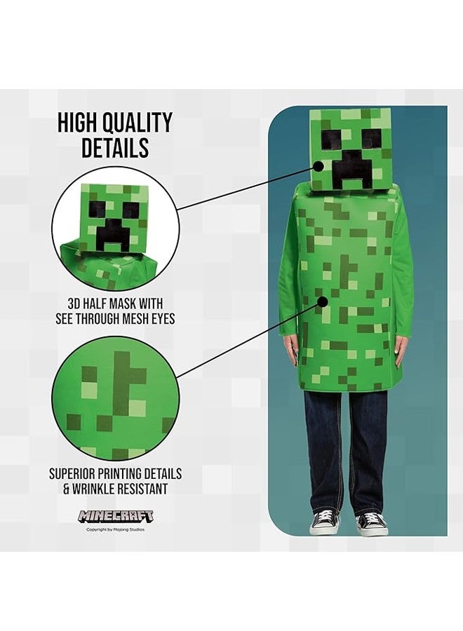 Generic Game Crawler' Cosplay Costume Set Kids XL Green with 3D Pixelated Texture, Elastic Cuffs & Detachable Headpiece - Premium Polyester for Halloween, Cosplay, Parties & Gaming Events for Game ﻿ - Image 3