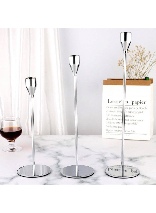 Set of 3 Candle Holders Metal Candle Holders Tall Candlesticks - Image 1