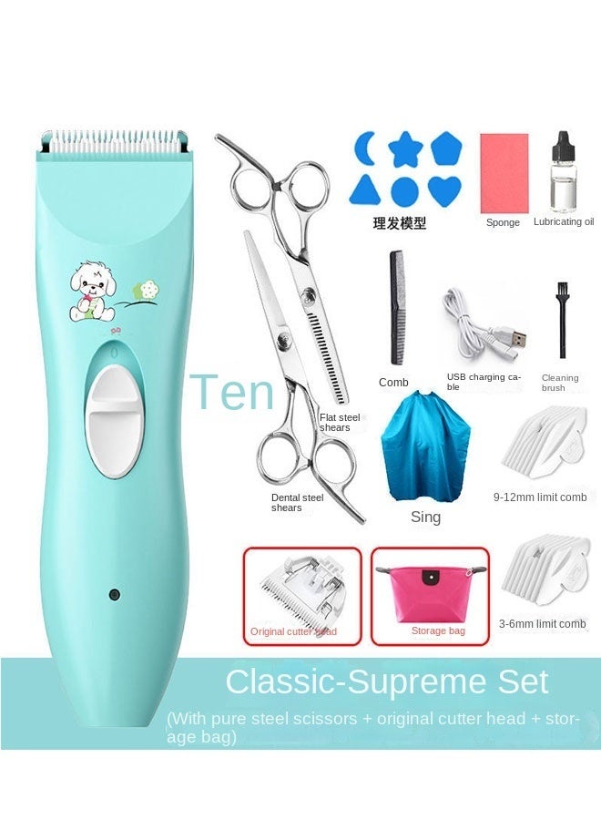 مقصات شعر الأطفال، مقص شعر متخصص وصامت للأطفال وتمام، آلة قص شعر لاسلكية مقاومة للماء وقابلة للشحن للأطفال، مجموعات قص الشعر المقاومة للماء - Image 1
