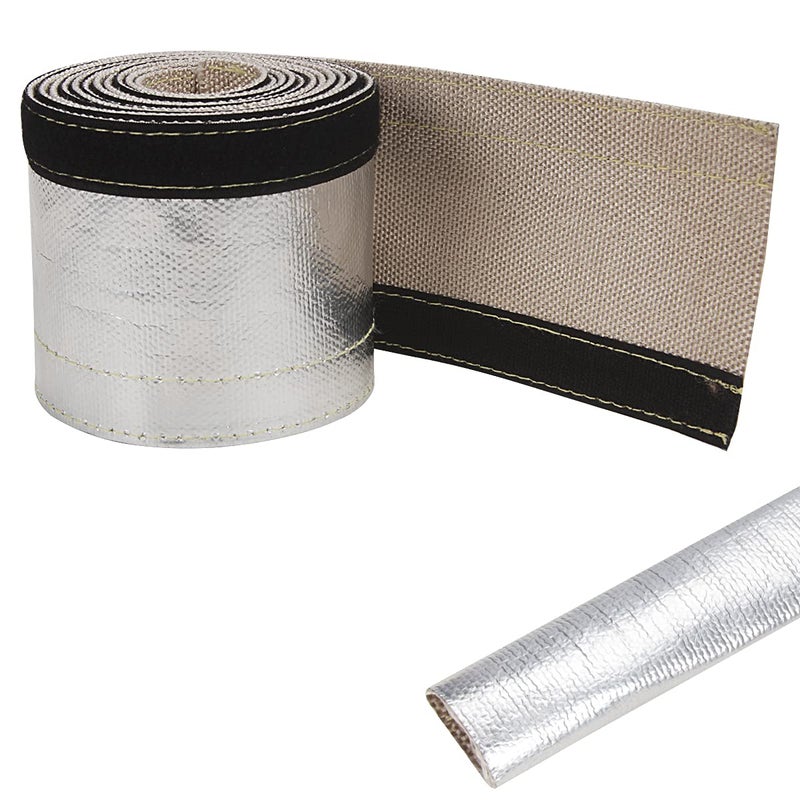 LCGP Heat Shroud Sleeve Aluminized Sleeving for Ultimate Heat Protection with Hook and Loop Closure, W: 4.17inch L: 9.8FT - Image 3