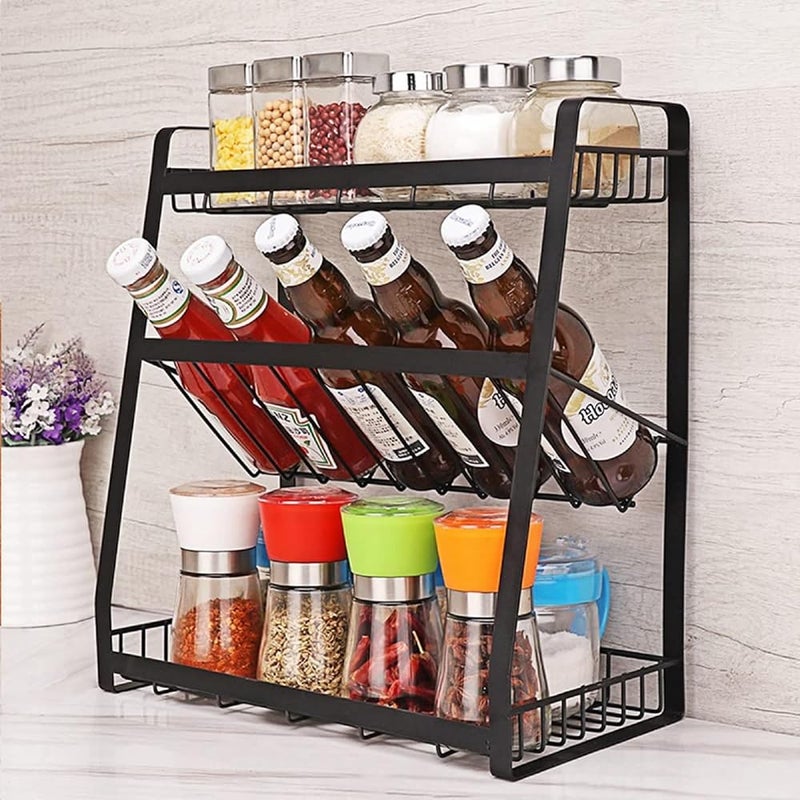 IBAMA 3 Layers Spice Rack Detachable Spice Shelf for Kitchen Countertop Shelf Organizer Standing Seasoning Bottle Shelf Cabinet (flat bottom) - Image 4